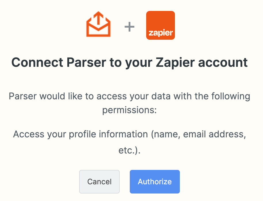 Authorize Zapier Parser