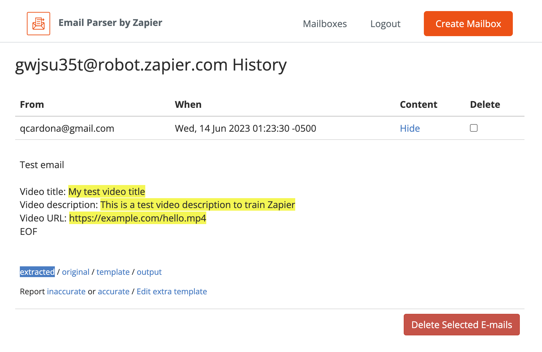 Zapier email parsing