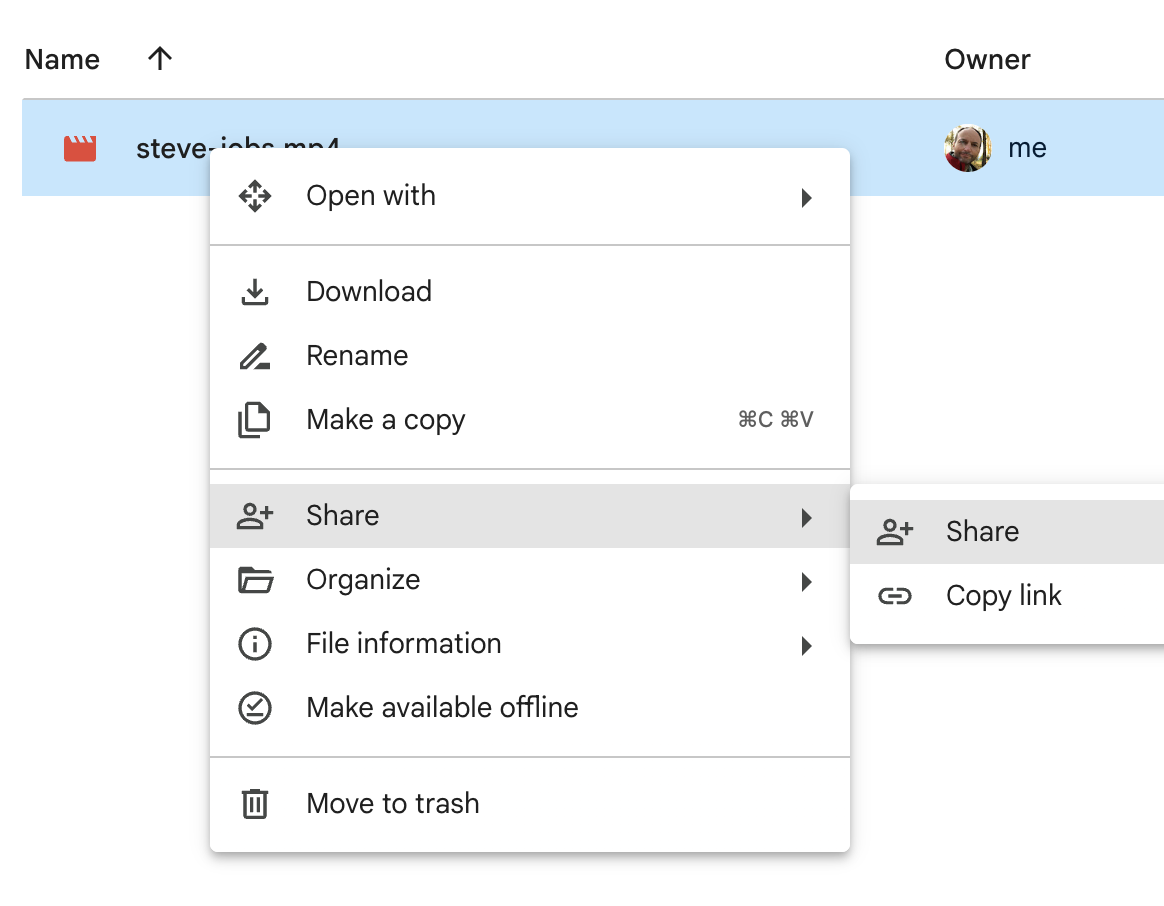 Share file with Google Drive