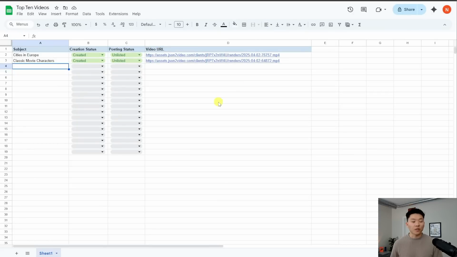 Google Sheet Structure Screenshot