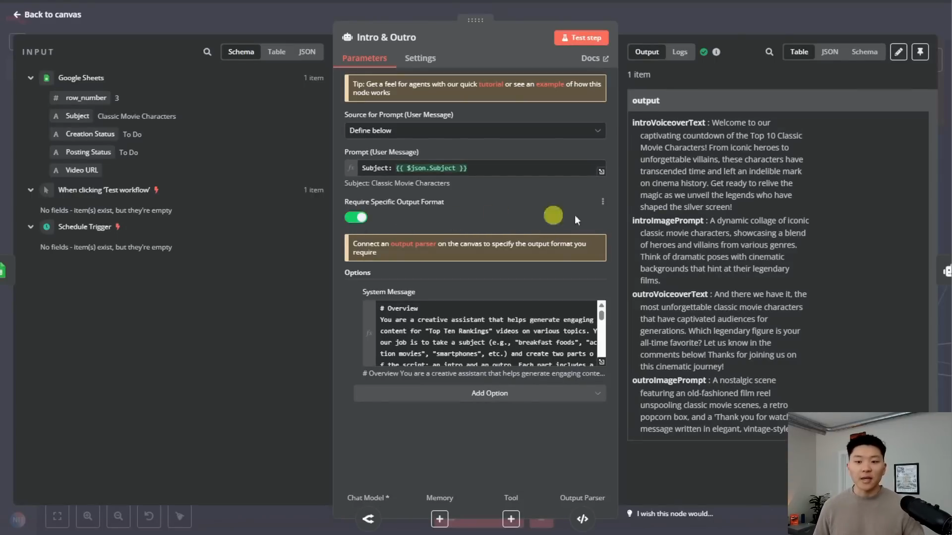 N8N Intro Outro Agent Output Screenshot