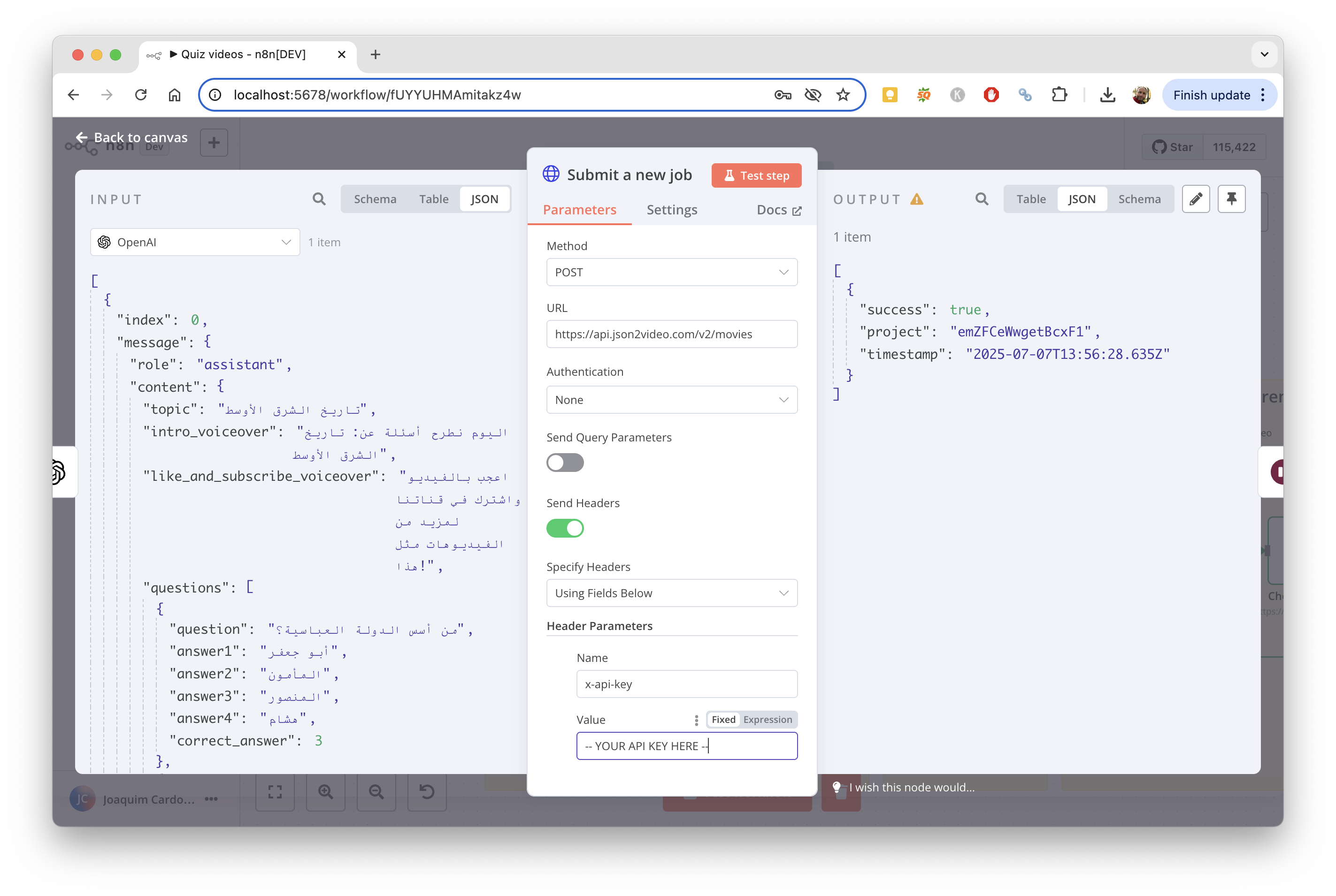 JSON2Video nodes in N8N